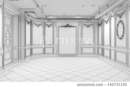 empty pavilion, interior visualization, 3D illustration empty pavilion, interior visualization, 3D illustration 140735195