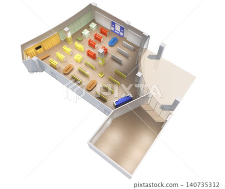 shopping mall, interior visualization, 3D illustration shopping mall, interior visualization, 3D illustration 140735312