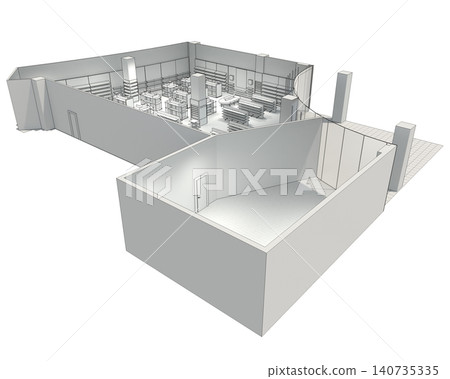shopping mall, interior visualization, 3D illustration shopping mall, interior visualization, 3D illustration 140735335