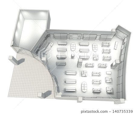 shopping mall, interior visualization, 3D illustration shopping mall, interior visualization, 3D illustration 140735339