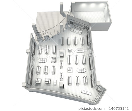 shopping mall, interior visualization, 3D illustration shopping mall, interior visualization, 3D illustration 140735341