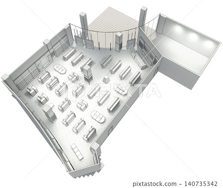 shopping mall, interior visualization, 3D illustration shopping mall, interior visualization, 3D illustration 140735342