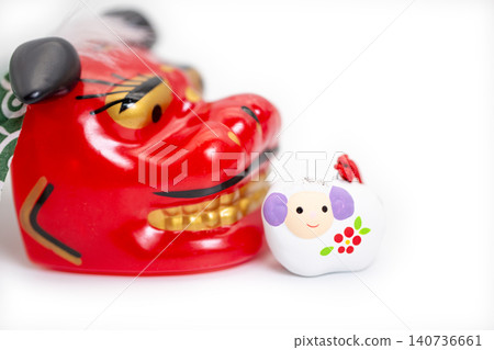 New Year's greeting for 2027: Lion dance and sheep clay bell New Year's greeting for 2027: Lion dance and sheep clay bell 140736661