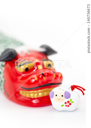 New Year's greeting for 2027: Lion dance and sheep clay bell New Year's greeting for 2027: Lion dance and sheep clay bell 140736673