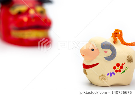 2027年新年祝福:舞獅和羊泥鈴 2027年新年祝福:舞獅和羊泥鈴 140736676