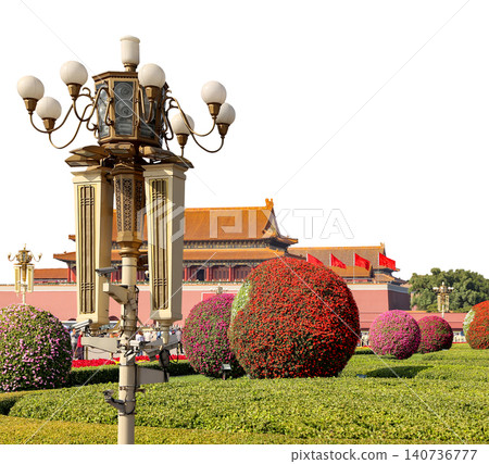 Street lamp in the Tiananmen square, Beijing, China (carved, on white background) Street lamp in the Tiananmen square, Beijing, China (carved, on white background) 140736777