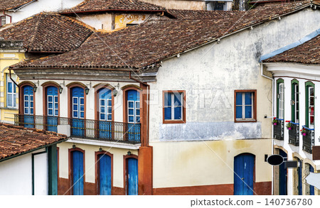 Facades of historic colonial houses 140736780