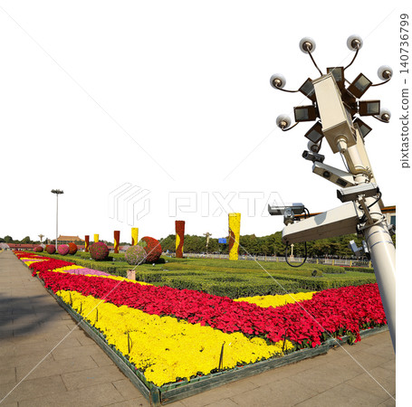 Street lamp in the Tiananmen square, Beijing, China (carved, on white background) 140736799