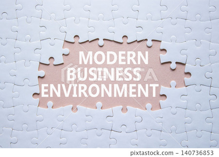 Modern Business Environment symbol. White puzzle with words Modern Business Environment. Beautiful pink background. Business concept. Copy space. Modern Business Environment symbol. White puzzle with words Modern Business Environment. Beautiful pink background. Business concept. Copy space. 140736853