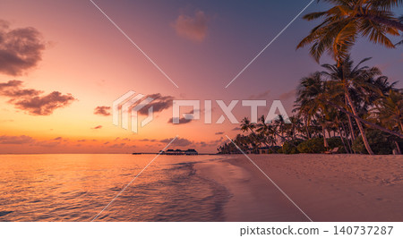 Warm golden tropical sunset palm silhouettes. Calm ocean glowing sky soft evening horizon. Serene paradise shore radiant dusk, peaceful summer vacation escape. Amazing tourism Warm golden tropical sunset palm silhouettes. Calm ocean glowing sky soft evening horizon. Serene paradise shore radiant dusk, peaceful summer vacation escape. Amazing tourism 140737287