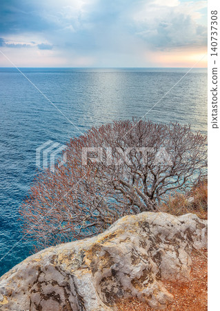 Amazing Adriatic sea scenic landscape on the coast path to Petrovac. Amazing Adriatic sea scenic landscape on the coast path to Petrovac. 140737308