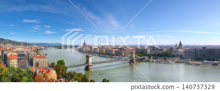 Gorgeous cityscape of Budapest with scene of Hungarian Parliament over Danube river Gorgeous cityscape of Budapest with scene of Hungarian Parliament over Danube river 140737329