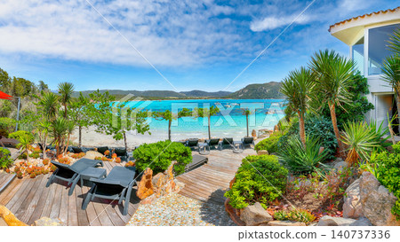 Breathtaking view of Palombaggia and Tamaricciu beaches. Breathtaking view of Palombaggia and Tamaricciu beaches. 140737336