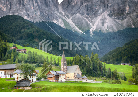 Gorgeous scene of magnificent Santa Maddalena village in Dolomites. 140737345
