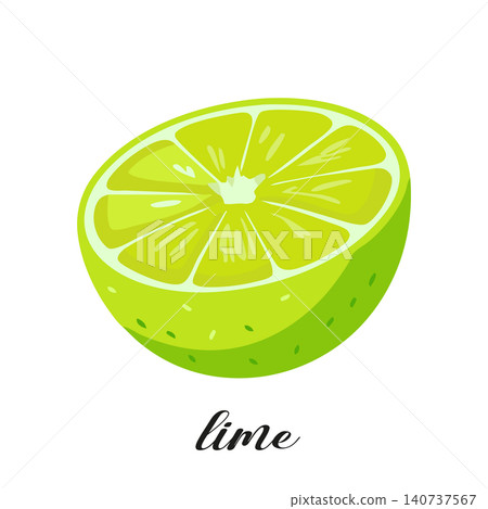 Illustration of lime fruit isolated on white background. Summer tropical fruit. Illustration of lime fruit isolated on white background. Summer tropical fruit. 140737567