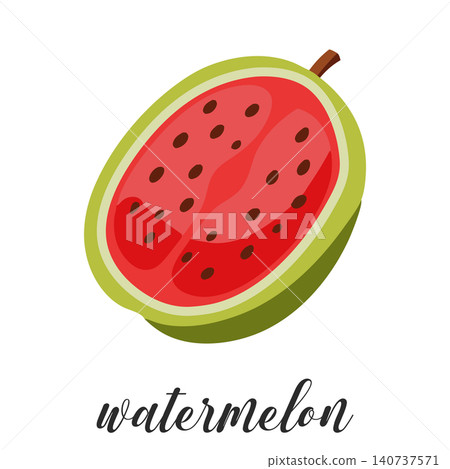 Illustration of watermelon isolated on white background. Summer fruit. 140737571