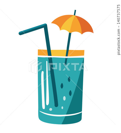 Illustration of glass with cocktail isolated on white background. Summer cold drink. Illustration of glass with cocktail isolated on white background. Summer cold drink. 140737575