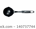 black kitchen soup ladle made of plastic with pour spout 140737744