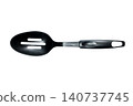 kitchen black plastic slotted spoon on white background 140737745