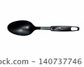 kitchen black plastic solid spoon on white background 140737746