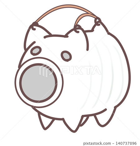 Line drawing of a white mosquito coil holder pig Line drawing of a white mosquito coil holder pig 140737896