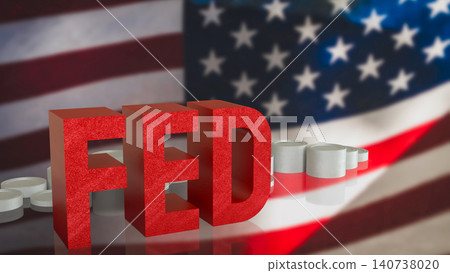 Federal Reserve Policy Concept with American Flag Background 3d render. Federal Reserve Policy Concept with American Flag Background 3d render. 140738020