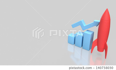 Rocket Launch And Rising Chart For Business Growth 3d render. Rocket Launch And Rising Chart For Business Growth 3d render. 140738030