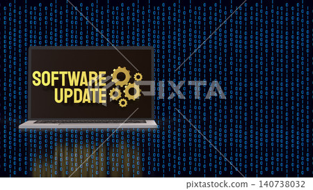 Software Update Laptop For Secure Digital System Upgrade 3d render. 140738032