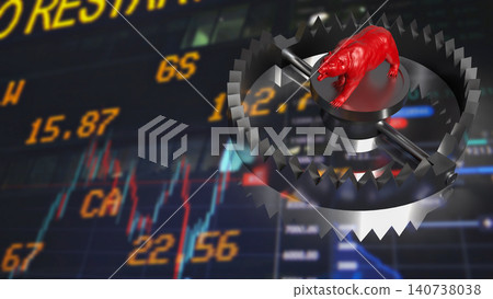 Red Bear Trap Stock Market Risk Concept 3d render. Red Bear Trap Stock Market Risk Concept 3d render. 140738038