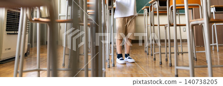 A child walking between the desks in the classroom A child walking between the desks in the classroom 140738205