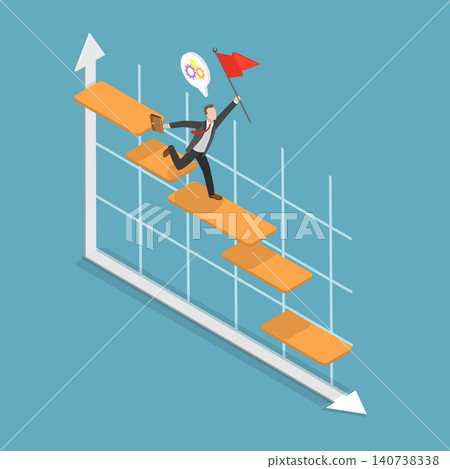 3D Isometric Flat Vector Illustration of Gantt Chart, Monitoring Workflow And Meet Target Deadlines 140738338