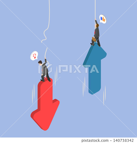 3D Isometric Flat Vector Illustration of Business Rise And Fall, Financial Investment Crisis Volatility 3D Isometric Flat Vector Illustration of Business Rise And Fall, Financial Investment Crisis Volatility 140738342
