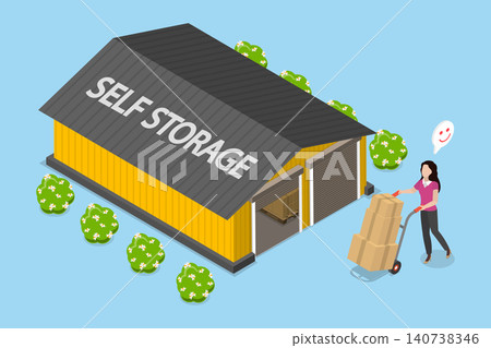 3D Isometric Flat Vector Illustration of Self Storage, Storing Unused Items In Cardboard Boxes 3D Isometric Flat Vector Illustration of Self Storage, Storing Unused Items In Cardboard Boxes 140738346