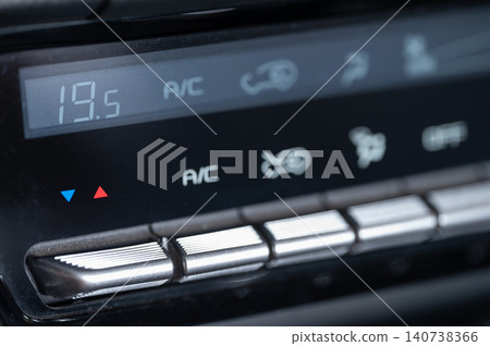 Control panel shows temperature settings in a car's climate system Control panel shows temperature settings in a car's climate system 140738366