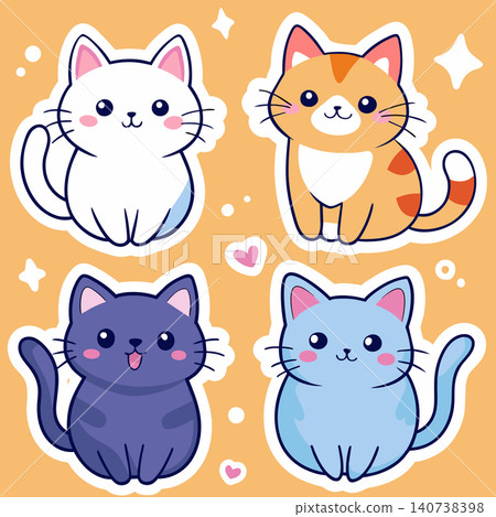 set of cute cats stickers set of cute cats stickers 140738398