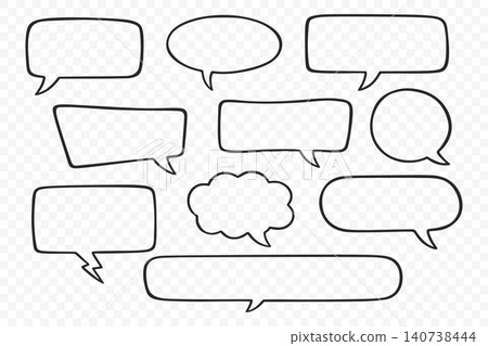 Speech Bubble Set, Vector Illustration. Speech Bubble Collection and Chat Bubble Outline Shapes Isolated. Comic, Message, Dialogue, Quote, Sticker and Social Media Design Speech Bubble Set, Vector Illustration. Speech Bubble Collection and Chat Bubble Outline Shapes Isolated. Comic, Message, Dialogue, Quote, Sticker and Social Media Design 140738444