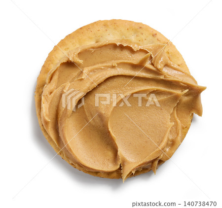 Cracker with Peanut Butter Isolated on White Background 140738470