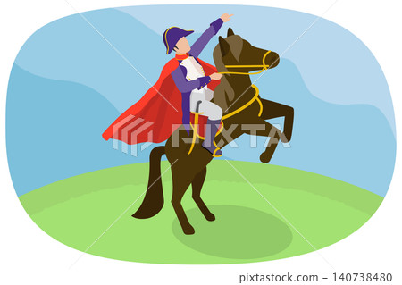 3D Isometric Flat Illustration of Napoleon, French Historical Figure On Battlefield 3D Isometric Flat Illustration of Napoleon, French Historical Figure On Battlefield 140738480
