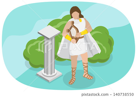 3D Isometric Flat Illustration of Apollo, Greek God Of Music, Truth, Healing, Sun, Plague, And Poetry 3D Isometric Flat Illustration of Apollo, Greek God Of Music, Truth, Healing, Sun, Plague, And Poetry 140738550