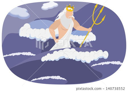 3D Isometric Flat Illustration of Poseidon, Greek God, Deity Of Sea, Storms, Earthquakes, Horses 3D Isometric Flat Illustration of Poseidon, Greek God, Deity Of Sea, Storms, Earthquakes, Horses 140738552