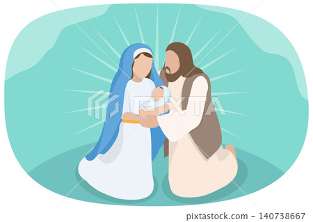 3D Isometric Flat Illustration of Jesus Birth, Biblical Nativity Scene Featuring The Holy Family 3D Isometric Flat Illustration of Jesus Birth, Biblical Nativity Scene Featuring The Holy Family 140738667