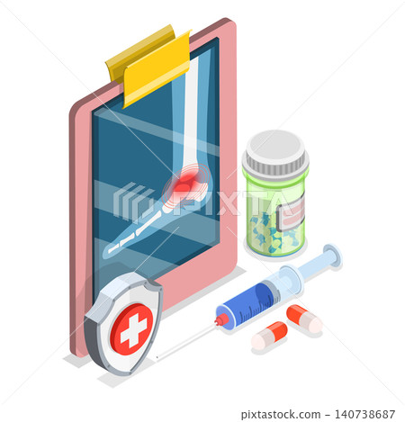 3D Isometric Flat  Illustration of World Arthritis Day, Medical Treatment For Rheumatism And Osteoarthritis. 140738687