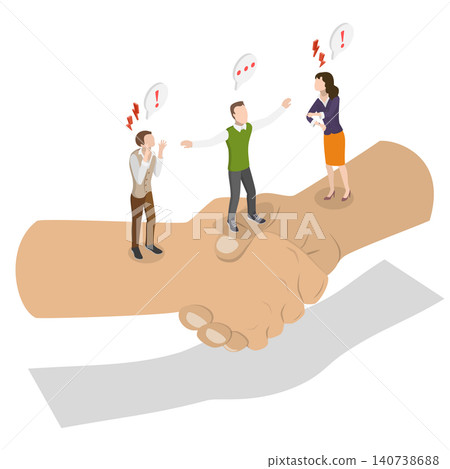 3D Isometric Flat  Illustration of Conflict Mediator, Dispute Resolution And Management 140738688