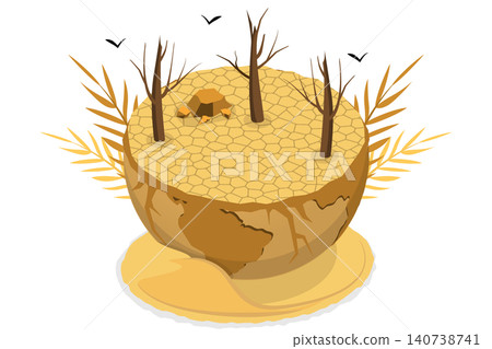 3D Isometric Flat Illustration of Desertification, Turning Desert Into Fertile Land For World Day 3D Isometric Flat Illustration of Desertification, Turning Desert Into Fertile Land For World Day 140738741