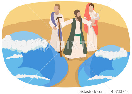3D Isometric Flat Illustration of Miracle Of Moses , Splitting The Sea In The Bible 3D Isometric Flat Illustration of Miracle Of Moses , Splitting The Sea In The Bible 140738744