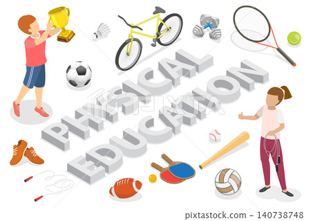 3D Isometric Flat Illustration of Physical Education, Cute Cartoon Style Poster 3D Isometric Flat Illustration of Physical Education, Cute Cartoon Style Poster 140738748