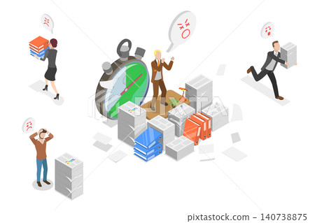 3D Isometric Flat Illustration of Angry Boss, An Irritated Supervisor Causing Tension Among The Employees. 3D Isometric Flat Illustration of Angry Boss, An Irritated Supervisor Causing Tension Among The Employees. 140738875