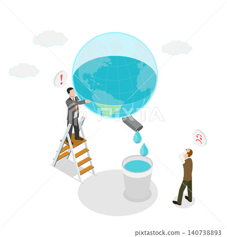 3D Isometric Flat Illustration of Global Water Crisis, Poster campaign 3D Isometric Flat Illustration of Global Water Crisis, Poster campaign 140738893