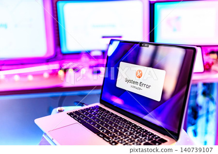 A system error is displayed on the computer screen. A system error is displayed on the computer screen. 140739107