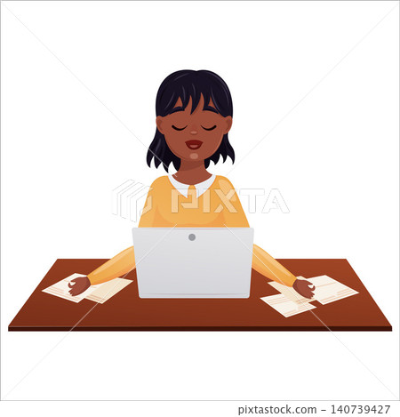 Happy man relaxing at work in office. Mental health Happy man relaxing at work in office. Mental health 140739427